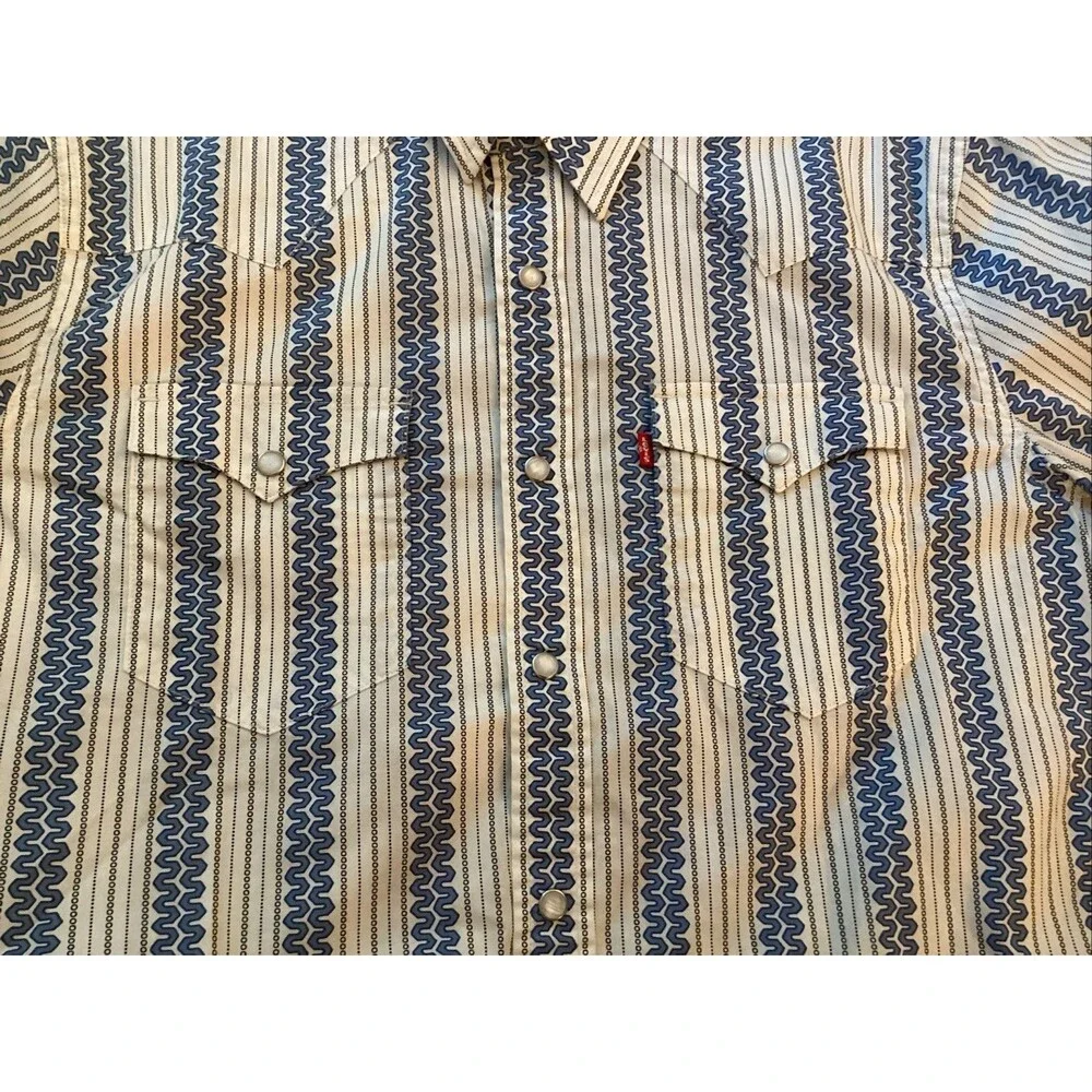 levis shirt pearl snap medium men striped western cowboy
